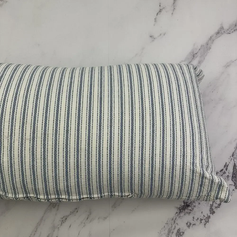 Lauren Ralph Lauren Striped Long Body Bolster Decorative Pillow Blue White Down